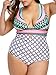 Women One Piece Swimsuit Deep V-Neck Pattern Swimwear Cross-Back High Cut Monokini Bathing Suits Pink L