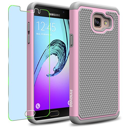 Samsung Galaxy A5 (2016) / A510F Case, INNOVAA Smart Grid Defender Armor Case (Not Compatible with Samsung Galaxy A5 (2015)) W/ Free Screen Protector & Touch Screen Stylus Pen - Grey/Light Pink