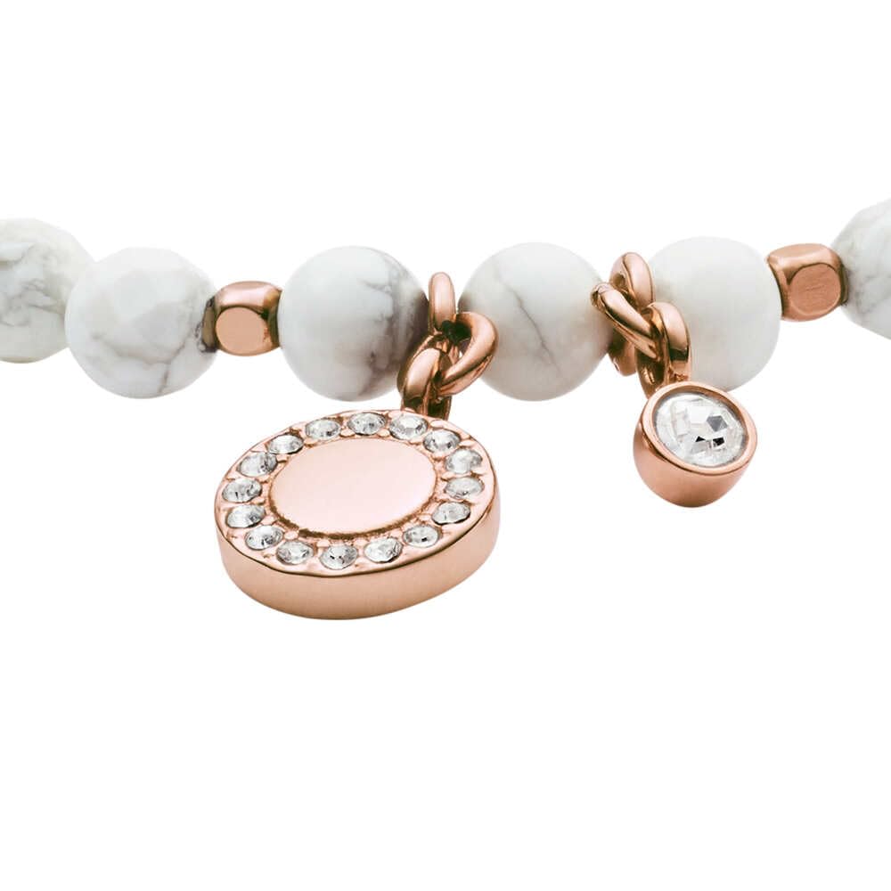 Fossil Armband Für Frauen Wellness, Innenlänge:165mm Weißes Halbedelsteinarmband, JA6934791