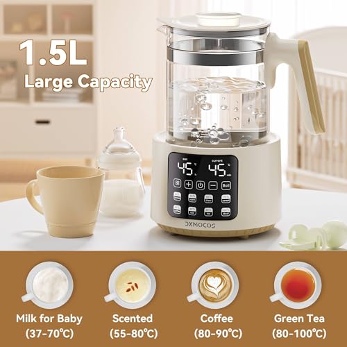 Dxmocos Electric Kettle with Temperature Control, 1.5L Large Capacity Stainless Steel Water Boiler, 40°C to 100°C Adjustable, 72H Keep Warm, Type G Plug, Kettle for Coffee, Tea, Milk Powder