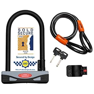 Burg Wächter Unisex’s 1600 HB KIT Gold Sold Secure Bicycle D Lock, Black, Large-2.1M Cable