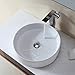KRAUS Elavo Round Vessel White Porcelain Ceramic Bathroom Sink, 18 inch KCV-140