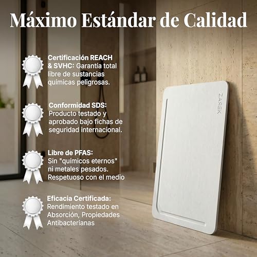ZAREK | Diatomite Natural Stone Bath Mat 60×39 | Quick Drying, Ultra Absorbent and Non-Slip | Antibacterial Diatomite Stone Mat | Ideal Mat for Shower and Bath Exit
