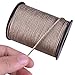 WXJ13 One Roll 50 Yards Brown Braided Nylon Lift Shade Cord with 5 Pack Brown Wood Cord Knobs, 1.8 mm (Brown)