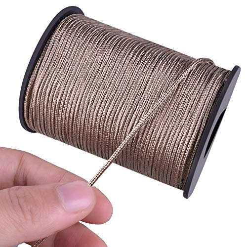 image for WXJ13 One Roll 50 Yards Brown Braided Nylon Lift Shade Cord with 5 Pac