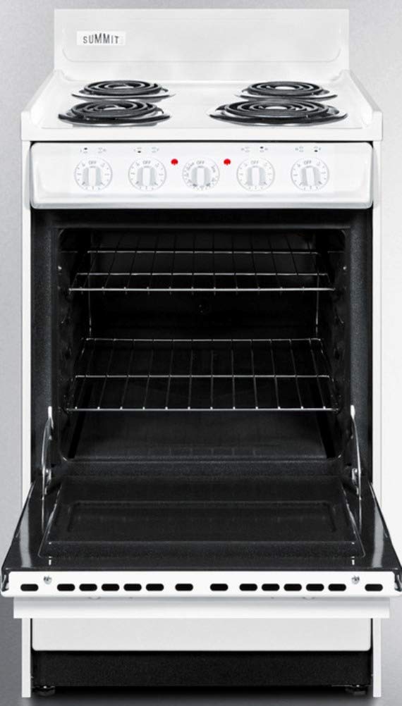 Summit 20” Electric Range, 220V Electric Coil Burners, Large 2.46 cu.ft Oven, ADA Complaint, White- WEM110