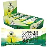 Grass Fed Collagen Protein Bar by Peak Performance. DELICIOUS Paleo and Keto Friendly Snack With Organic Cashew Butter. CLEAN, Non GMO, Gluten Free Vanilla Flavor Bars. A Perfect Primal Treat! 12 Pack