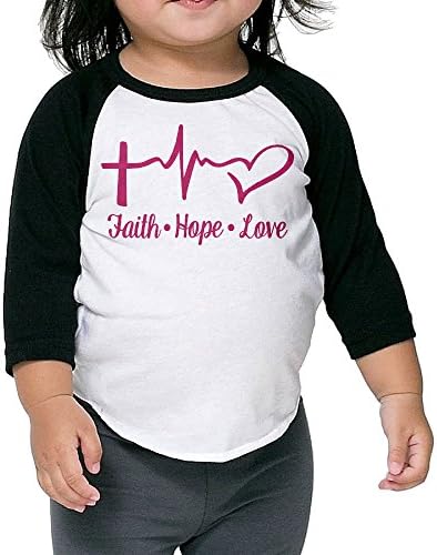 Toddler Vintage Faith Love Hope Black Size 3 Toddler 100% Cotton 3/4 Sleeve Athletic Baseball Raglan T-Shirt