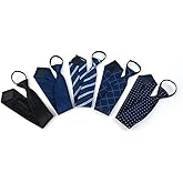 Men's 5 PCS Classic Zipper Ties, 5 Desiged Pretied Necktie Set
