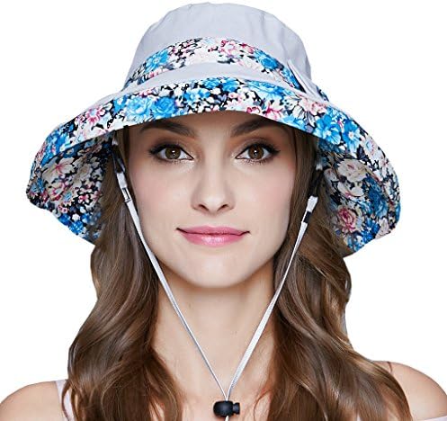 OLEWELL Cloth Wide Brim Adjustable Size Hat For Women by Foldable UPF 50+ Winter Spring Summer Cap-Grey