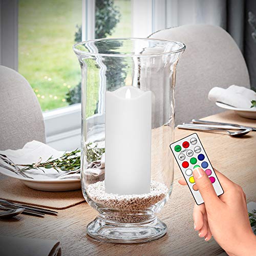 LED Flameless Candles, ANKO Multi Color Changing Battery Operated; Ivory Wax Melted Edges Candles with Timer and Remote Control (Set of 3) - Thumbnail 4