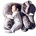Rainbow Fox Elephant Stuffed Plush toy Cute Animals Cushion for Children's Gifts (L, Gray)