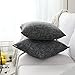 Kevin Textile Pillow Case Faux Linen Toss Soft Throw Cushion Covers for Couch, Invisible Zipper, 18x18 inches(Set of 2, Black)