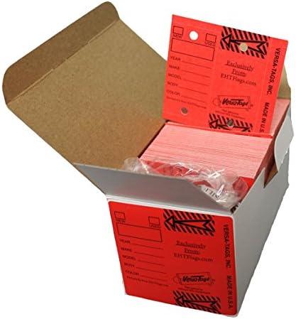 EHT Flags Genuine Versa Red Key Tags, Self Protecting 250 Per Box