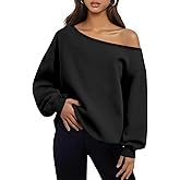 BONITEE Women Casual Long Sleeve Tops Cute One Shoulder Sweatshirts 2026 Spring Sexy Off the Shoulder Shirts Pullover Hoodies