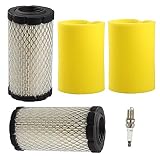 Harbot (Pack of 2 793569 793685 Air Filter/Pre Filter with Spark Plug for Briggs & Stratton Intek 20-21 Gross HP John Deere MIU11511 GY21055 LA125 LA115 D100 D120 D110 L100 Lawn Mower Tractor