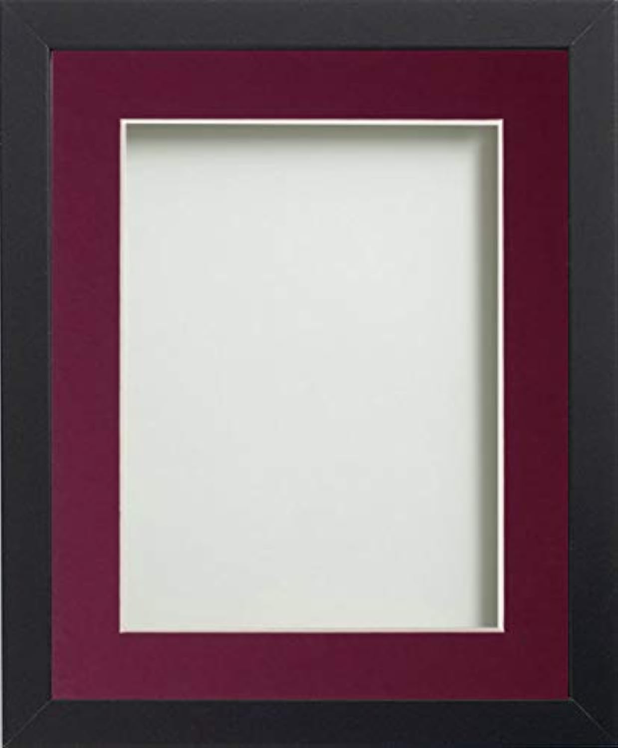Frame Company Allington Black 8x6 inch Frame With Plum Mount For Image 5x3 inch *Choice of sizes* Fitted with Real Glass