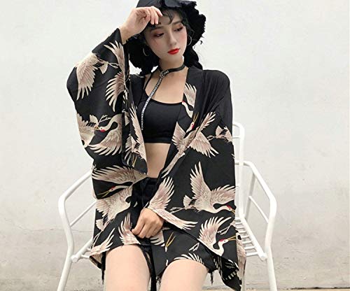 Kimonos Woman Japanese Kimono Cardigan Cosplay Shirt Blouse for Women Japanese Yukata Beach Kimono Ff564,1,One Size