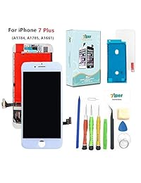 Kit completo de reparación de pantalla LCD para iPhone 7 Plus de 5,5 pulgadas Pantalla LCD táctil digitalizador marco de repuesto de montaje completo con cristal templado, herramientas de reparación e instrucciones, 5.5 pulgadas