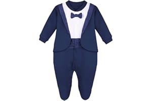 Lilax Baby Boy Gentleman Tuxedo Footie Christmas Holiday Outfit with Bow Tie