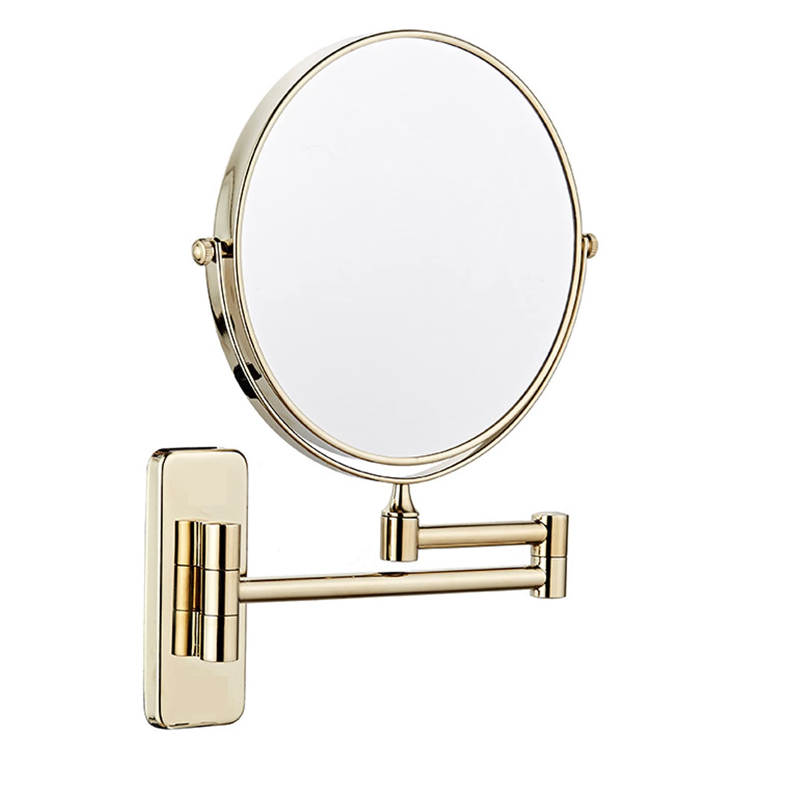 Nicesail Magnifying Mirror Wall Mounted 1x/10x Gold Extendable Bathroom Makeup Mirror 360° Rotatable Double-sided,Diameter 8 Inches