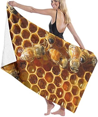 LRIRG Bee Hive Soft And Super Absorbent Bath Towel, Suitable For Hotel, Swimming Pool, Gym, Beach