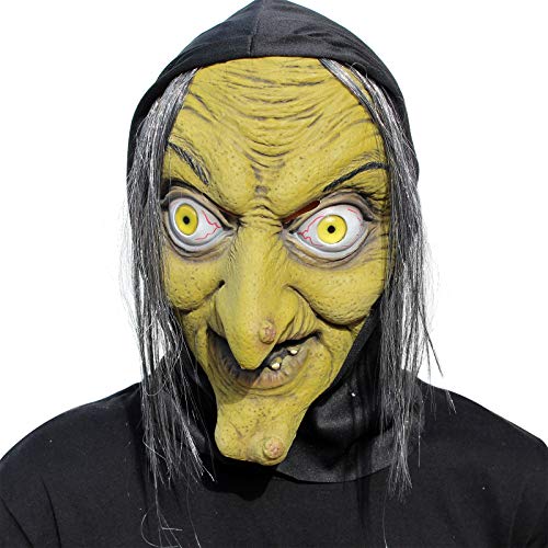 PartyCostume - Old Woman Witch Mask - Halloween Scary Horror Cosplay Costume