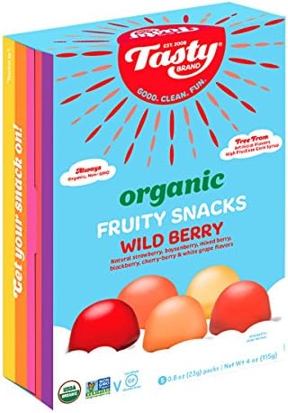 Tasty Brand Organic Fruit Snacks, Wild Berry, 4-Ounce Boxes (Pack of 3)