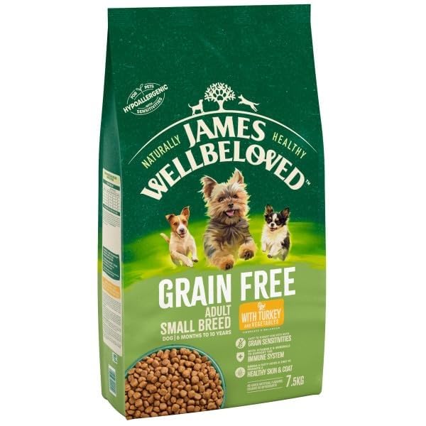 James Wellbeloved Adult Grain-Free Small Breed Turkey 7.5 kg Bag, Hypoallergenic Dry Dog Food