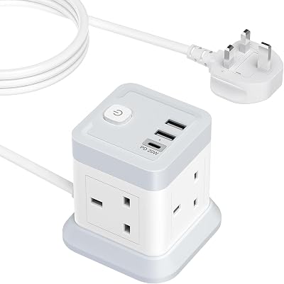 BEVA 20W USB-C Fast Charging 7-in-1 Extension Lead Cube 1.5M White