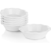 Sweese 521.001 Porcelain, Mini Pie Pan Set, 6.5 Inch - 12 oz Individual Pie Plate, Non-Stick Pie Dish, Round Pie Tins with Ru