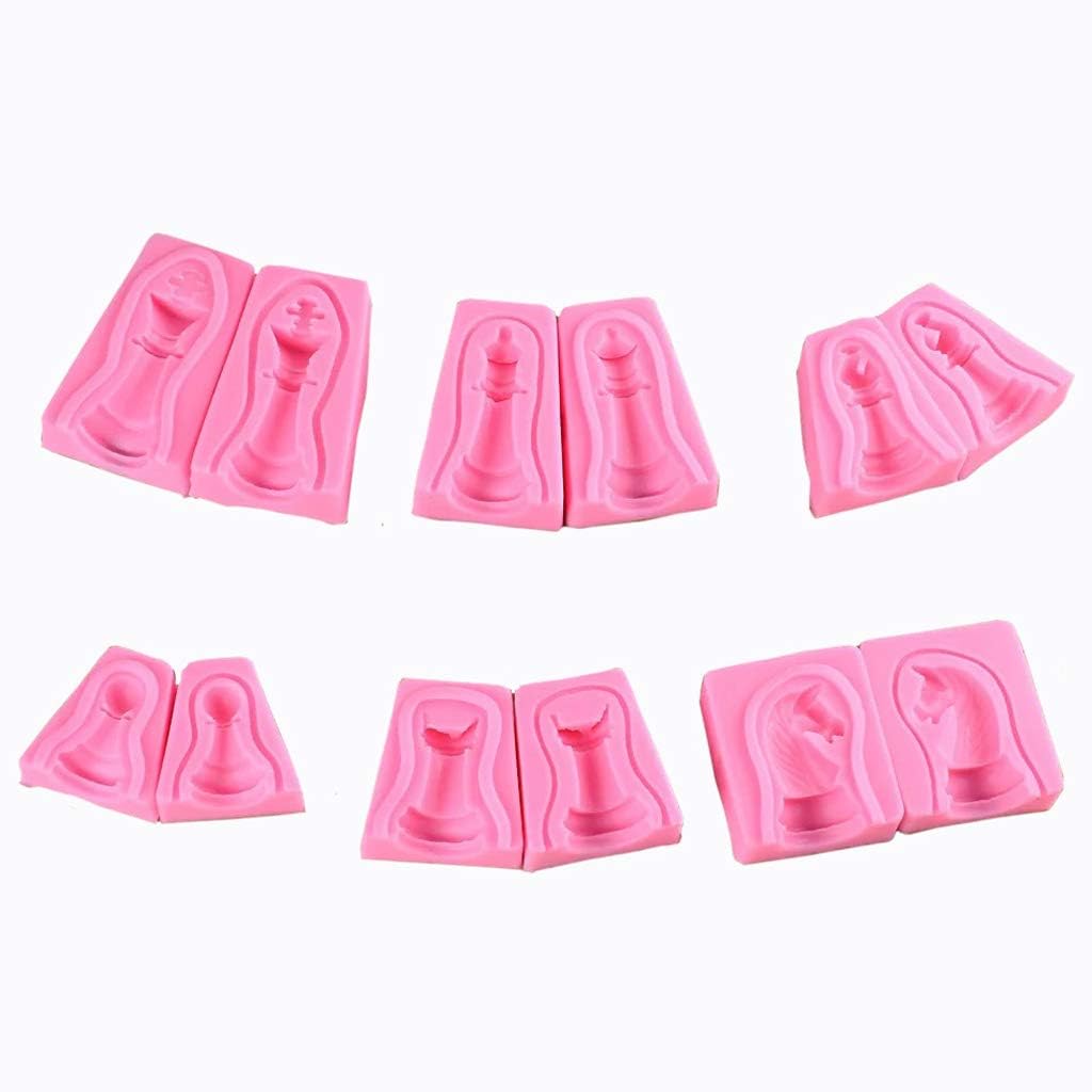 Baiyao 6Pcs 3D International Chess Silicone Molds Resin Casing Molds DIY Chocolate Mould Jelly Candy Ice Cream Cake Fondant Molds Baking Tools