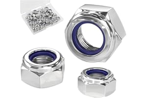 Hmevsafinect Nylon Insert Locknuts,25 Pack M8 304 Stainless Steel A2-70 Lock Nuts,Standard Metric Thread Nylock Nuts for Bolt