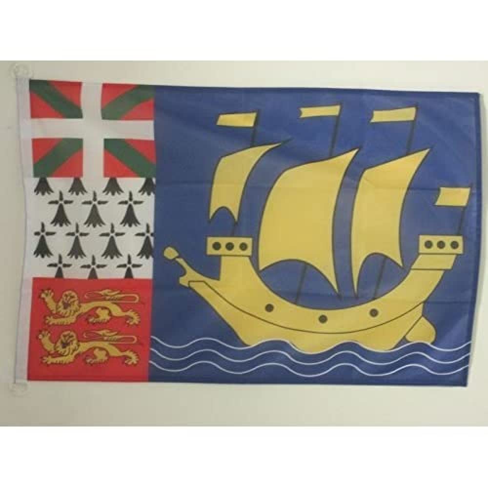 Saint Pierre and Miquelon Flag 2' x 3' for outdoor - Saint-Pierrais - Miquelonnais flags 90 x 60 cm - Banner 2x3 ft Knitted Polyester with rings - AZ FLAG