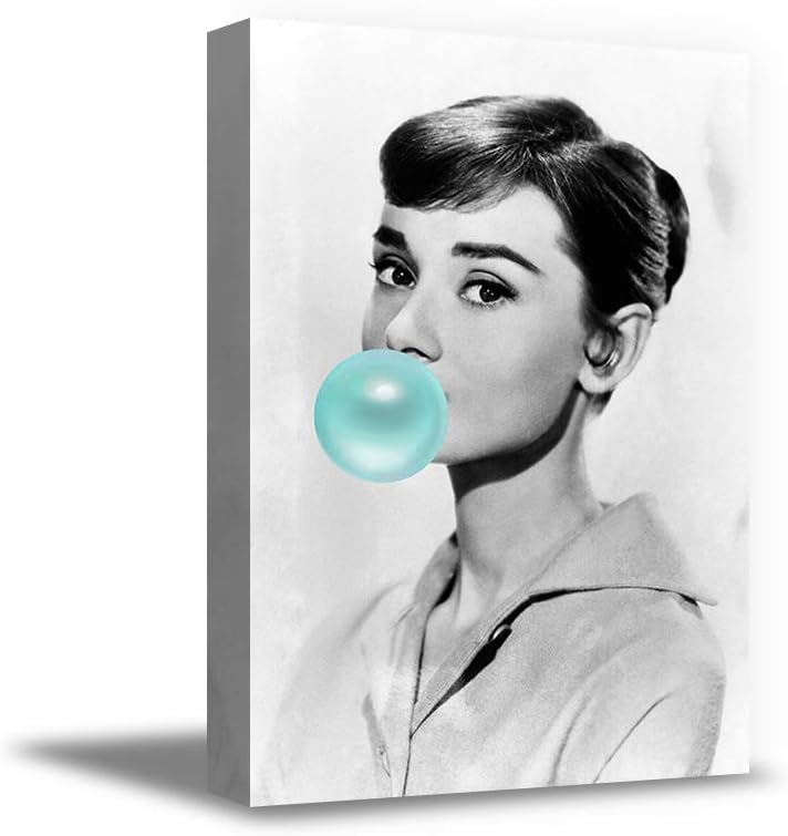 Christmas Sweater for women Audrey Hepburn Art Print Stylish Wrapped Decor Audrey Hepburn Blowing Blue Bubble Gum Poster 19