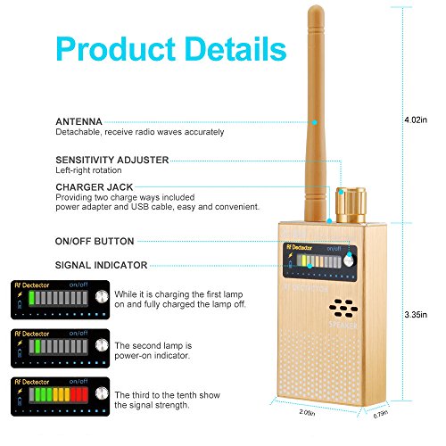 Dooreemee Anti-spy Electronic Bug Detector Hide Camera RF Signal Detector [Upgraded Version],GPS Tracker Wireless Radio Frequency Ultra-high Sensitivity GSM Device Finder Scanner - Thumbnail 5