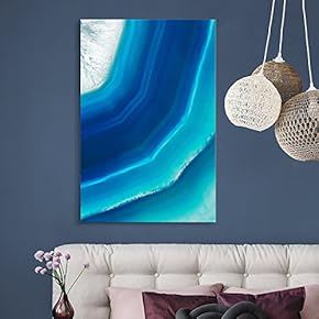 Canvas Wall Art - Blue Agate Pattern - Giclee Print Gallery Wrap Modern Home Art Ready to Hang - 12x18 inches