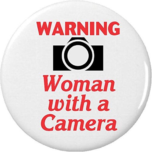 Warning Woman with a Camera 2.25" Keychain Picture Photographer Funny Humor