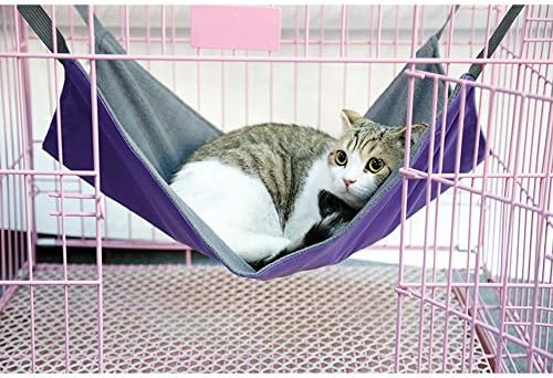 Cat Cage Hammock Bed, Pet Cushion Crib,Soft Cotton Oxford Fabric Table Hanging Bed Hammock for Kittens Puppy Rabbit (l, purple)