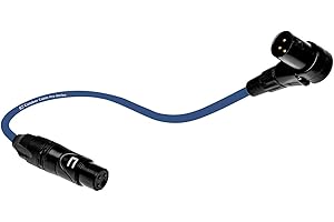 COLUBER CABLE Balanced XLR Cable Right Angle Male to Straight Female - 0.5 Feet (6 inches) Blue - Pro 3-Pin Microphone Connector for Powered Speakers, Audio Interface or Mixer for Live Performance & Recording