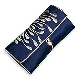 Jewelry Roll Clutch - Embroidered Chrysanthemum (Navy)