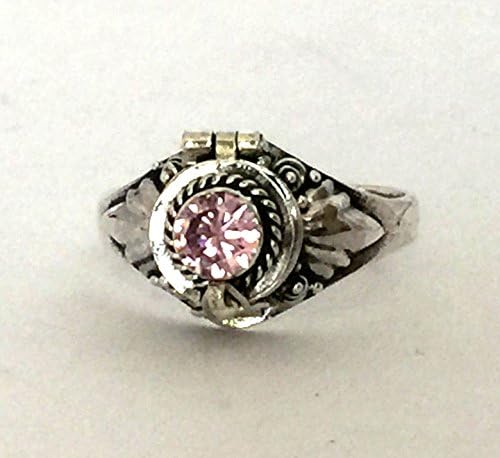 Poison Ring Bali Sterling Silver Locket Ring Pink Quartz for October birthstone AR11