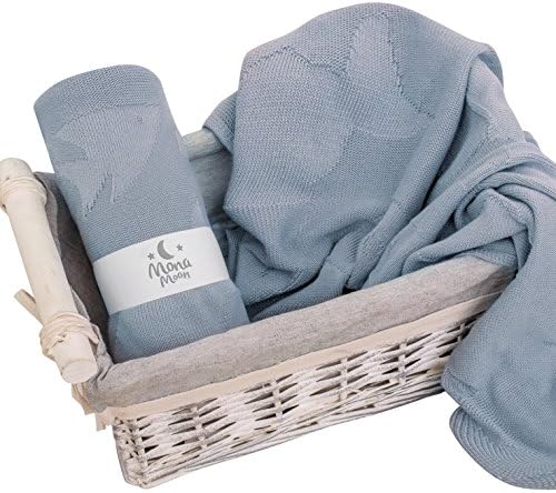 MonaMoon | Summer Knitted Blanket for Baby | Bamboo yarn/Cotton yarn | Anti Allergic | 30"x 28" | Made in EU | available in few varations