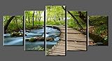 Canvas Prints Sk0010 Wall Art Bridge the Woods Stretched and Framed Ready to Hang, 5 Panels Canvas Print Bridge the Woods Canvas Art for Home Decoration by youkuart
