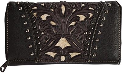 Shyanne Women's Women&amp;Rsquo;S Leather Laser Cutout Zip-Around Wallet Black NoSz