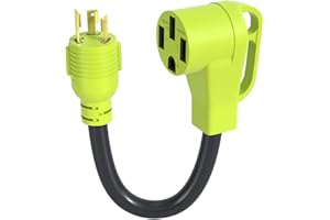 XGGYA 3 Prong 30 Amp to 50 Amp RV Generator Twist Lock Adapter,NEMA L5-30P Male Plug to NEMA 14-50R Female 12 Inch with Grip Handle,Heavy Duty STW 10 AWG Generator Adapter for RV Trailer Camper