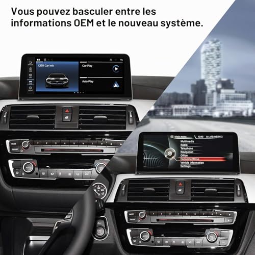 PEMP Linux Display for BMW 1 Series F20 F21 F22 3 Series F30 F31 F32 F33 F34 F35 NBT CIC Wired and Wireless CarPlay Android Auto Uses Original Bluetooth. 1920 x 720 Screen (2012-2017)
