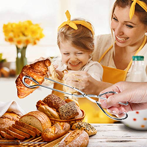 2 Pieces Food Tongs, Duty Stainless Steel Scissor Kitchen Food Tongs for BBQ, Baking Bread Clamp, Cooking (9 Inch & 12 Inch)