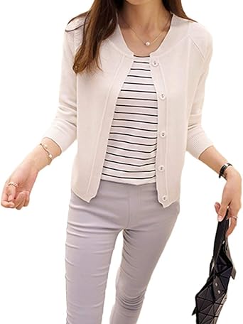 Cardigan Gilet Femme Manche Longue Tricot Chandail Cardigans Pull Casual Col V Avec Boutons Amazon Fr Vetements Et Accessoires
