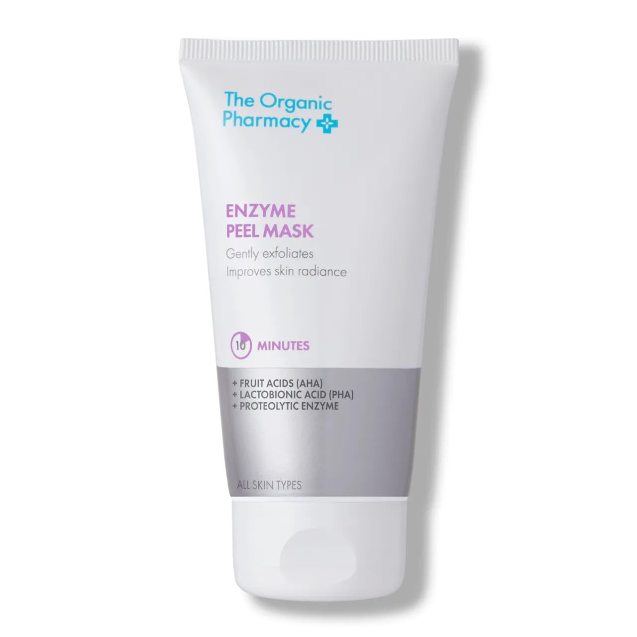 The Organic Pharmacy Enzyme Peel Mask, 60ml - Brighten and Exfoliate, With Fruit Acids (AHA), Lactobionic Acid (PHA), Proteolytic Enzyme, Organic 4.9%, Natural 89.5%